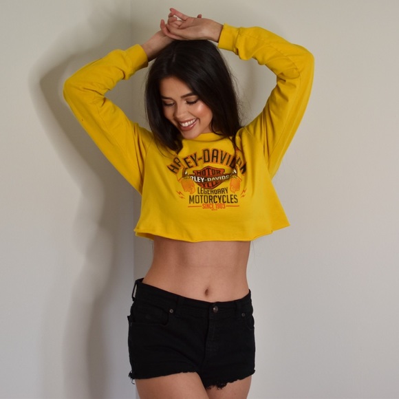 Harley-Davidson Long Sleeve Seattle Crop Top Tee - Picture 2 of 5